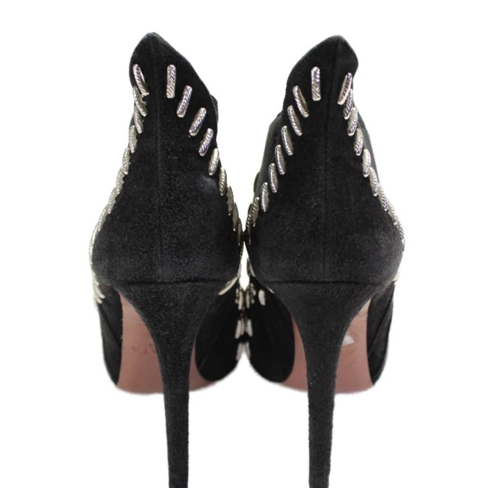 Alaia Womens 4” Stiletto Round Toe Studded Booties Black Suede Size 36.5 - Picture 3 of 6